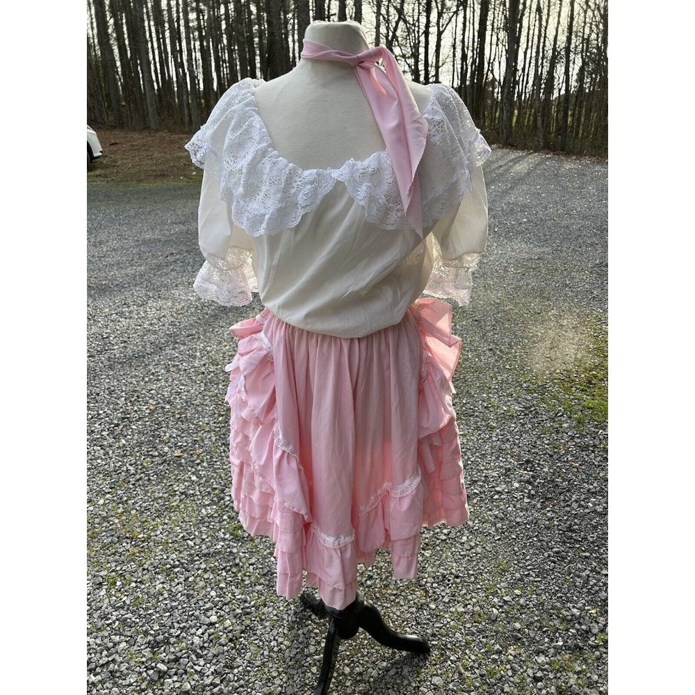 square dance outfit Pink White M/L Cottage Prairie Coquette Western Rockabilly